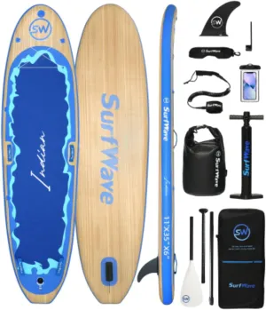 11'x35 x6 Inflatable Stand Up Paddle Board, Surfboard, Surfing Paddle Board, Balance Float Board, Universal Travel Board, PVC Brushed Material, with Accessories
