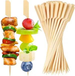 200PCS Bamboo Skewers for Appetizers, [6 Inch] Long Cocktail Picks Fancy Toothpicks for Appetizers, Flat Paddle Wooden Skewers Food Sticks for Party Drinks Fruit BBQ, Charcuterie Boards Accessories