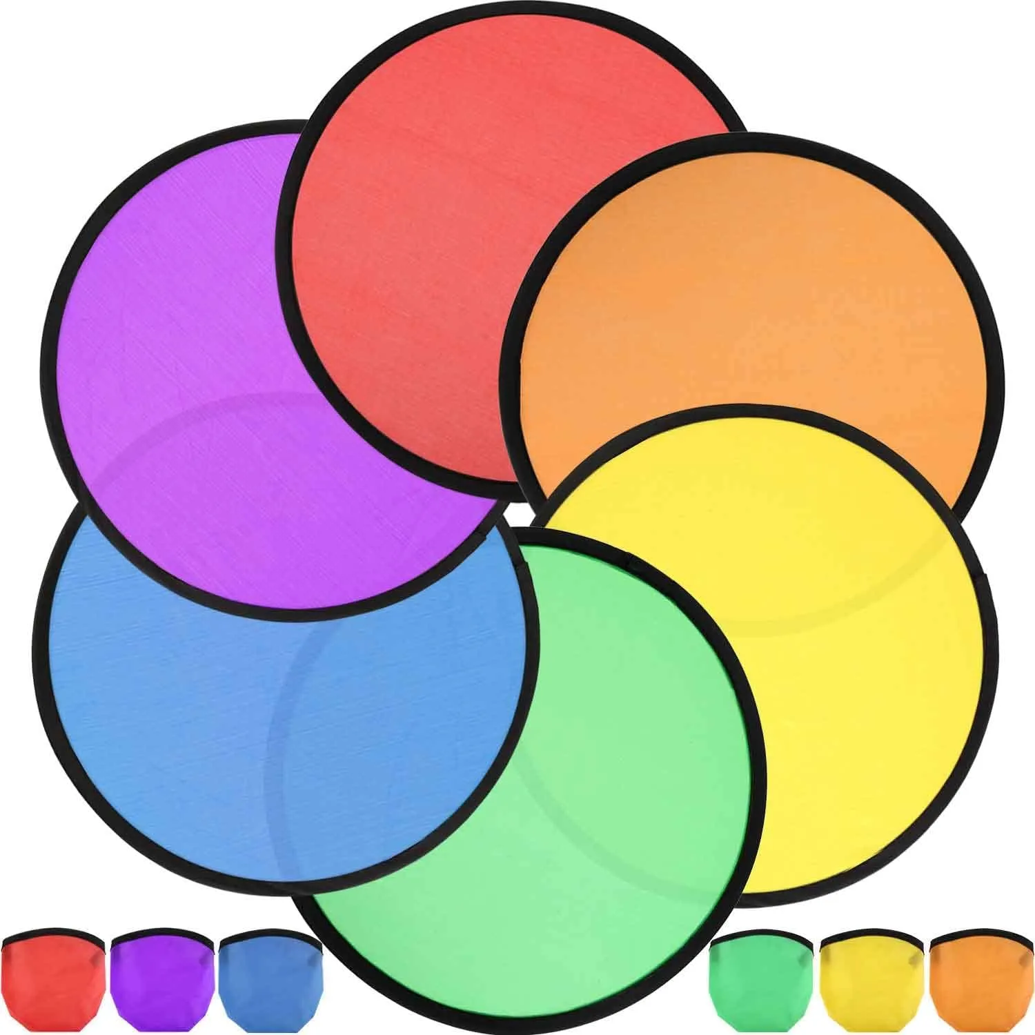 36 Pieces Foldable Flying Disc with Bag Folding Pocket Beach Summer Flying Disc Toy for Fun Birthday Party Outdoor Activity Game