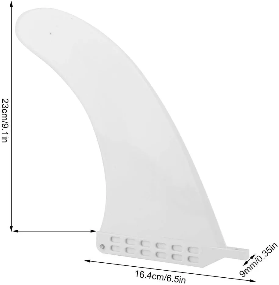 9inch Surfboard Fin Portable Nylon Fibre Longboard Fin Surfing Accessory Replacement White