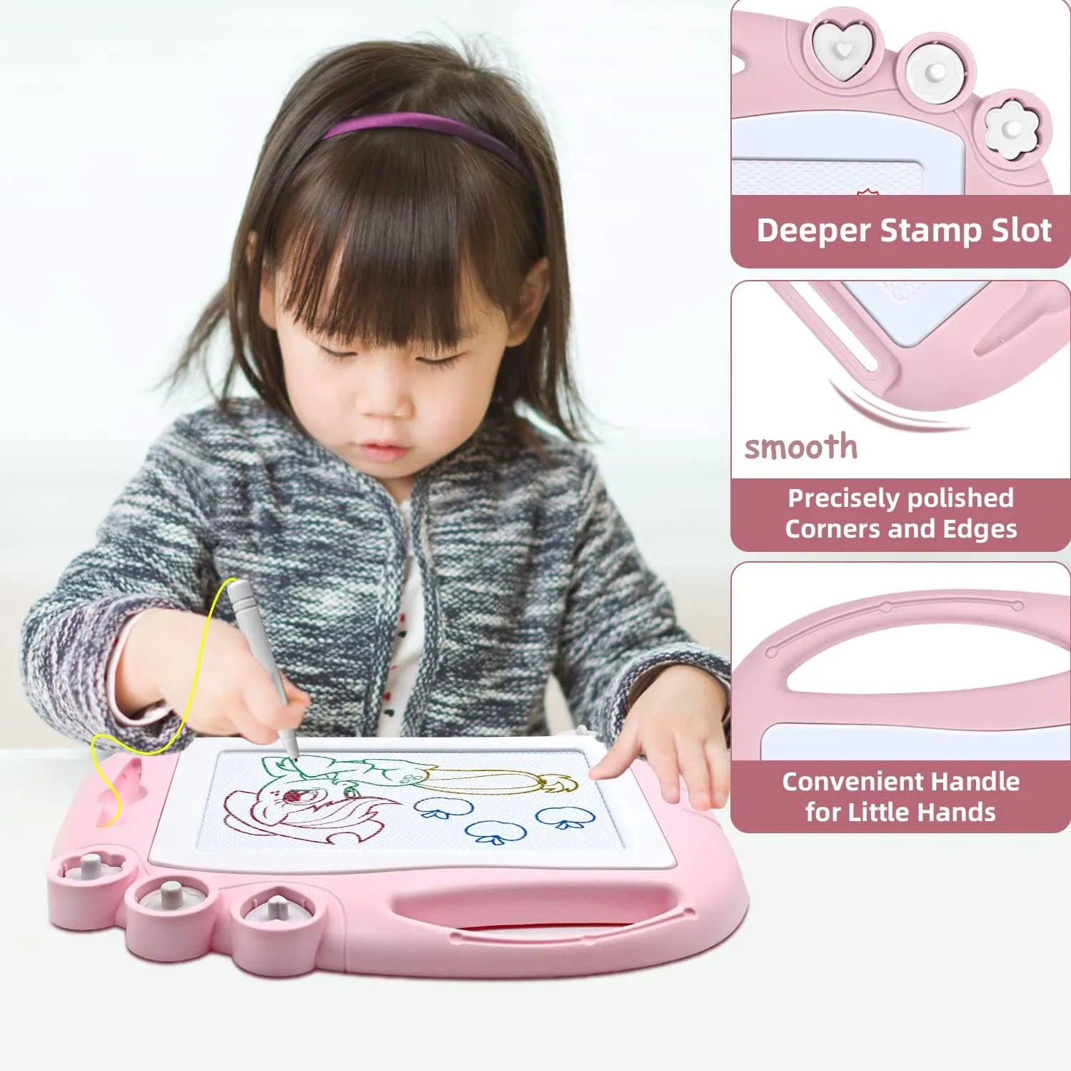 AiTuiTui Magnetic Drawing Board Toddler Toys for Girl Gifts, Erasable Doodle Sketching Writing Pad Travel Games for Kids in Car, Early Education Learning Skill Development Toys for Toddlers
