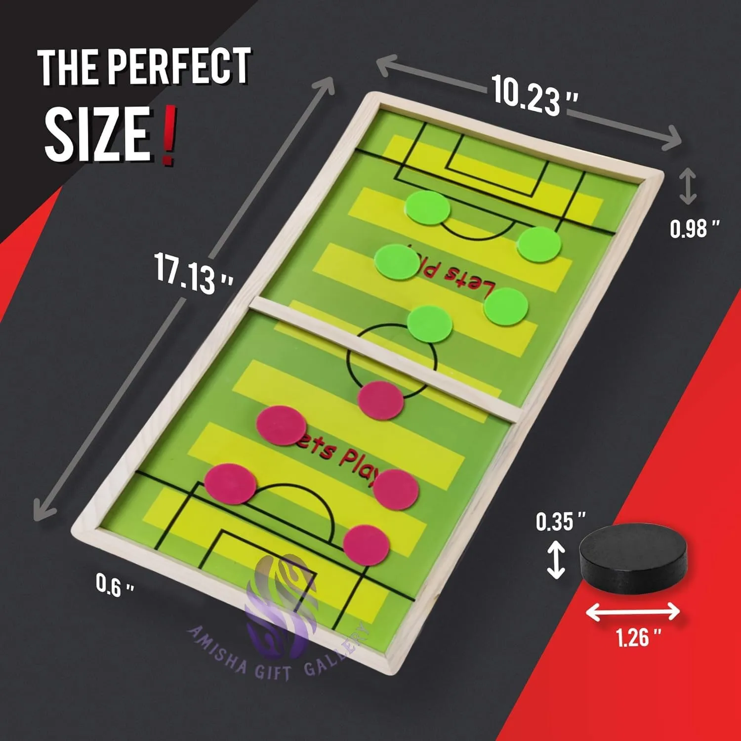 Amisha Gift Gallery Board Game for Kids String Hockey Ludo Snake and Ladder 3 in 1 Board Games for Adults & Wooden String Hockey Game Sling Puck Board Carrom Toy Perfect for Family Entertainment