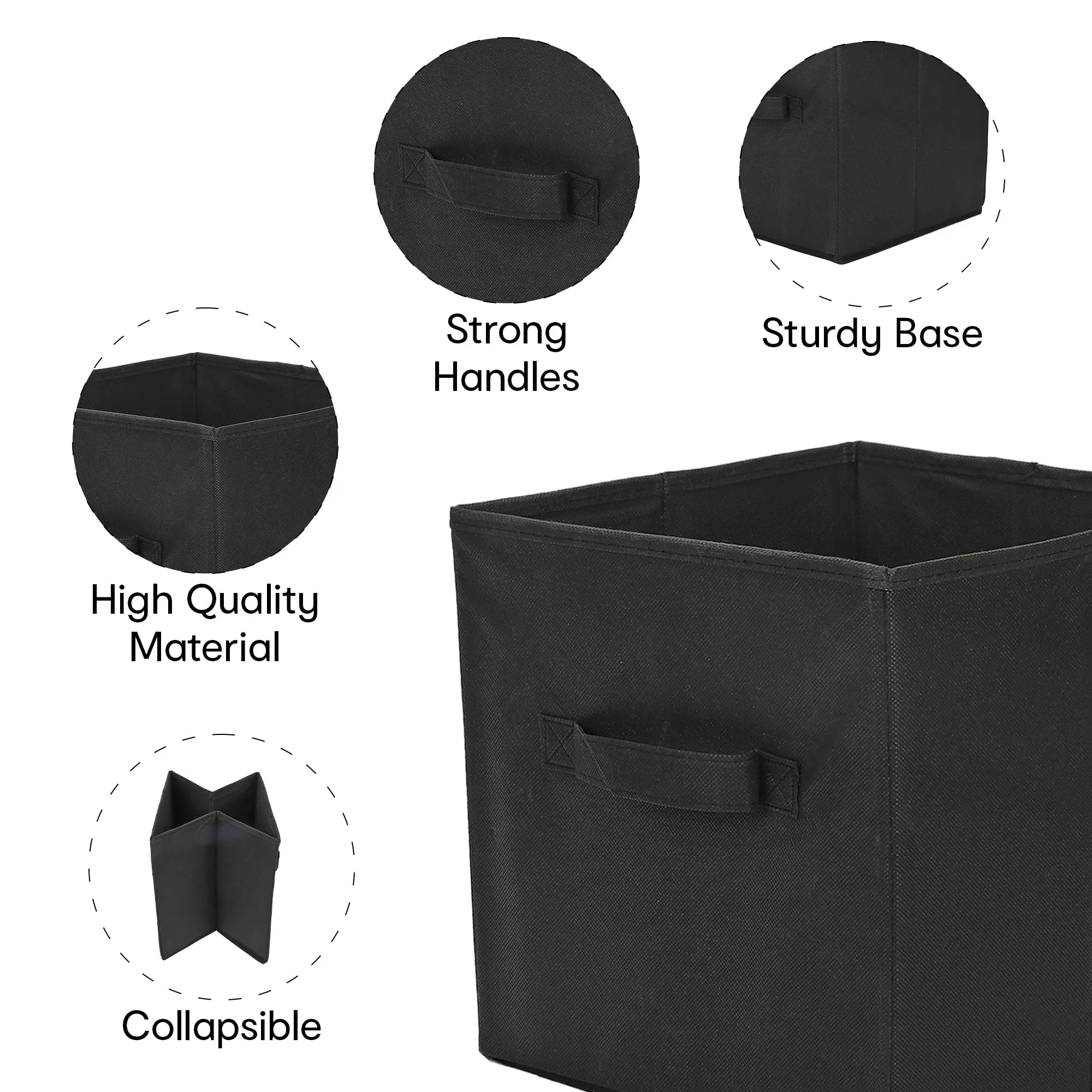 Anko Premium Foldable Storage Box for Clothes, Books, Toys | Set of 4 | Sturdy, Durable Fabric | Collapsible Organizer for Home, Office, Bedroom | Pink & Black | 11 inches