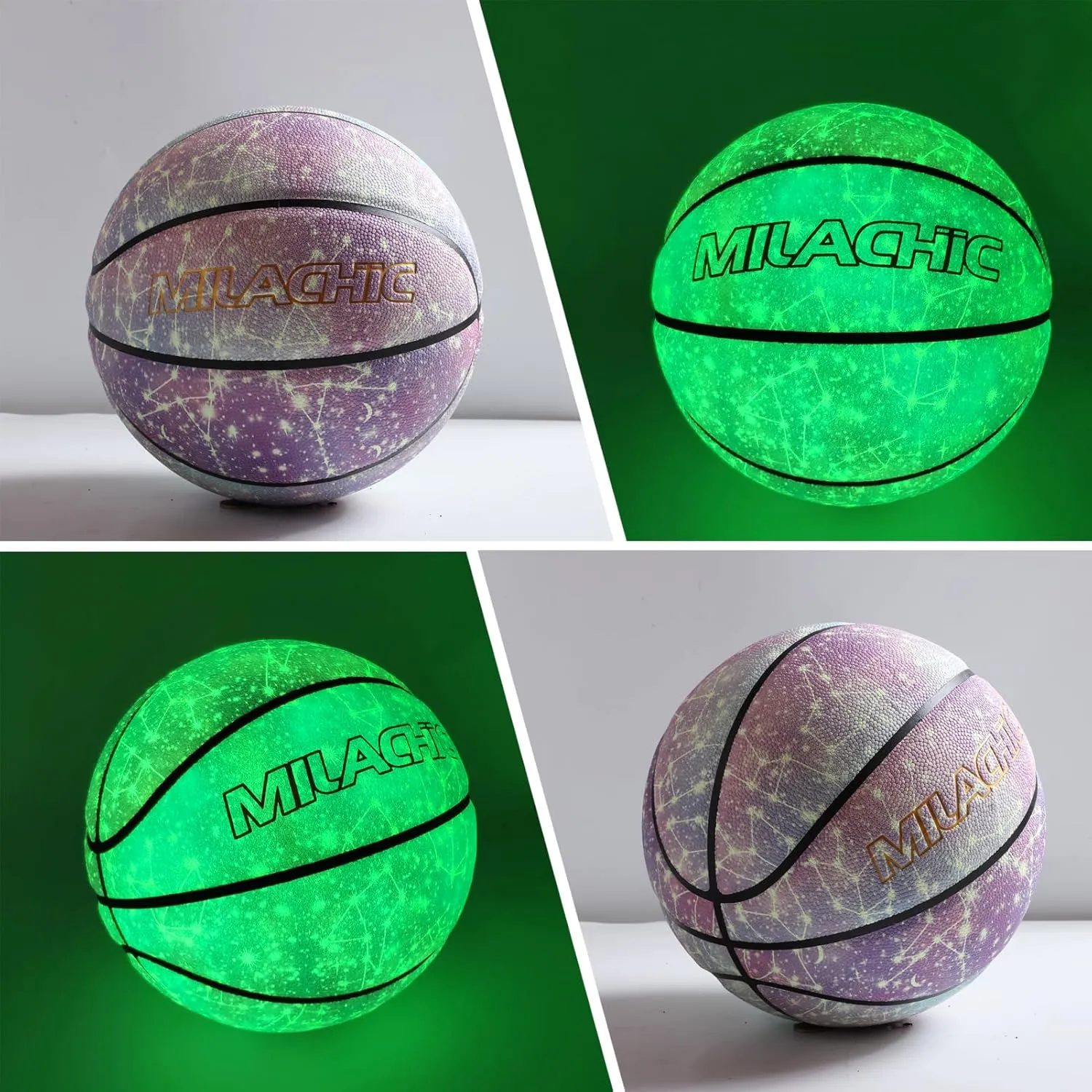 Basketball, Glow in The Dark Basketball, Glowing Leather Luminous Basketball Gift for Youth, Men, Women, Indoor-Outdoor Night Basketball Size 7(29.5") / 6(28.5") / 5 (27.5") with Pump