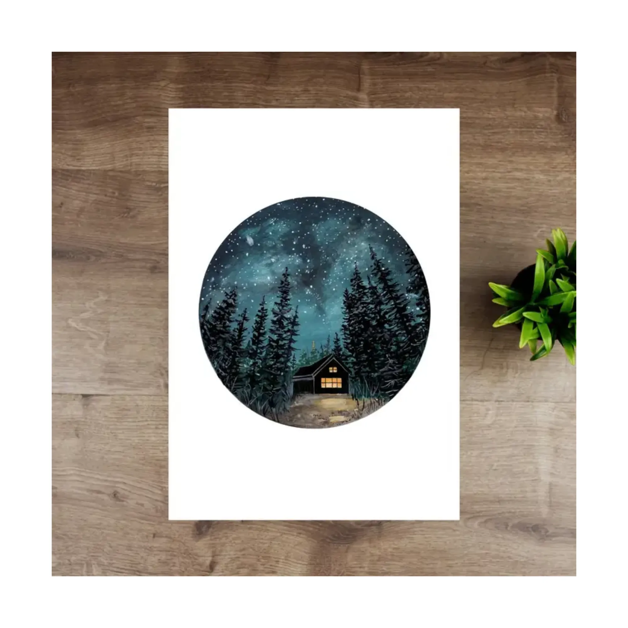 Cabin Under the Stars Art Print