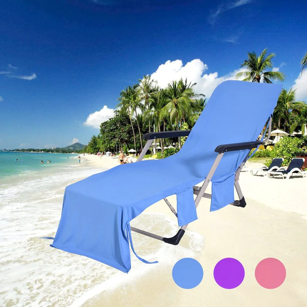 Camping Fishing Chair Beach Bed Chair Towel Long Strap Pool Sleeping Chairs Towel Cover With Pocket for Sun Outdoor Tools