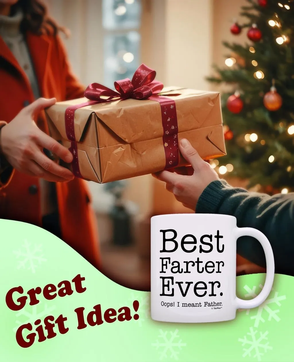Fathers Day Mug for Dad Best Farter Ever Oops Meant Father Ceramic 11oz Coffee Mug Tea Cup White