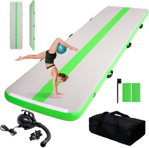 FEATH-R-LITE 10/13ft Inflatable Gymnastics Tumble Track Tumbling Mat 4in Thick Air Floor Tumble Track with Electric Pump for Cheer Leading/Gymnastics/Beach/Gym/Home