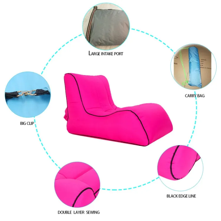 Foldable Inflatable Sofa for Camping, Fishing, and Beach, Single Outdoor Seat, 27.6 x 23.6 x 21.7 inches (Red Wine)