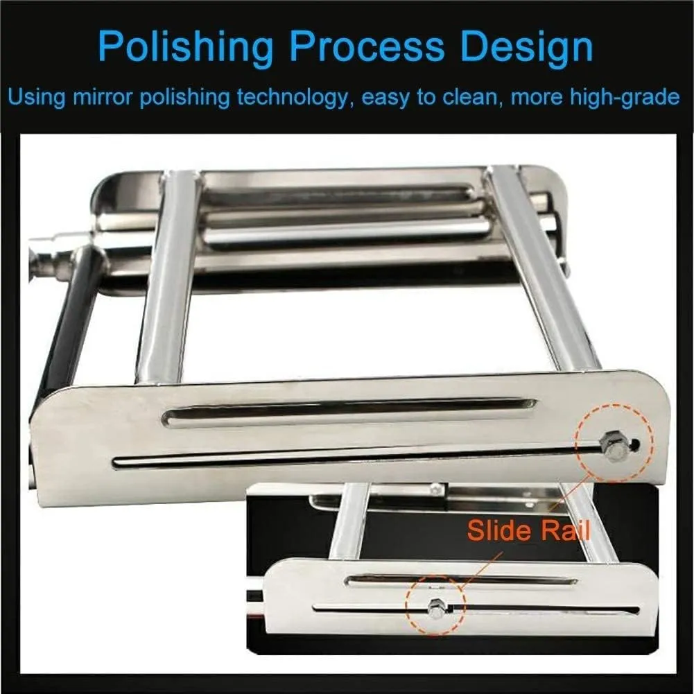 Folding Dock Boat Ladder Heavy Duty Folding Pontoon Boat Ladder, Stainless Steel Telescoping 3/4 Steps Marine Yacht Ladder with Wide Pedal ,for Marine Boat Yacht (Size : 3 Steps) (One Color 4 steps)