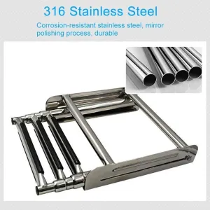 Folding Dock Boat Ladder Heavy Duty Folding Pontoon Boat Ladder, Stainless Steel Telescoping 3/4 Steps Marine Yacht Ladder with Wide Pedal ,for Marine Boat Yacht (Size : 3 Steps) (One Color 4 steps)