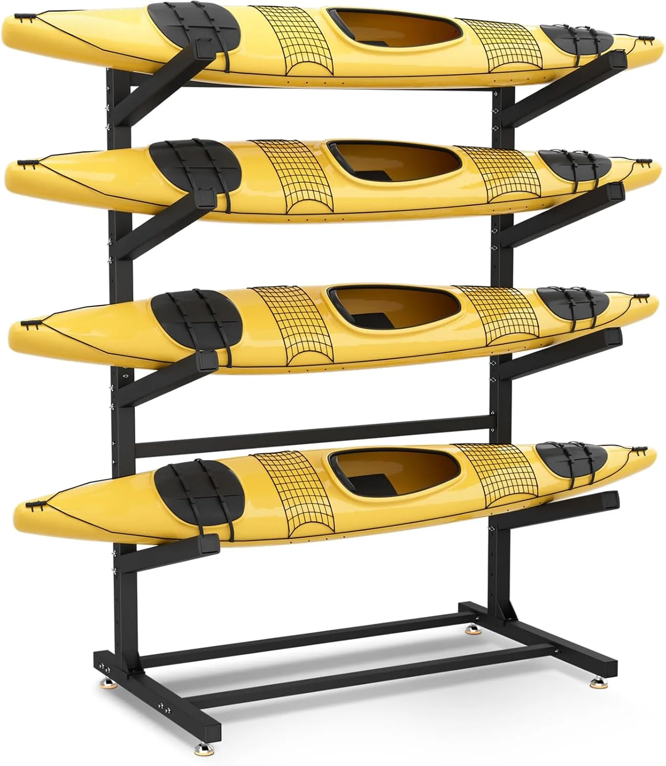 Freestanding Kayak Storage Rack, Indoor/Outdoor Heavy Duty Kayak Rack with Adjustable Foot Pad, Weather Resistant Supports up to 200/300/400 Lbs2/3/4 Levels