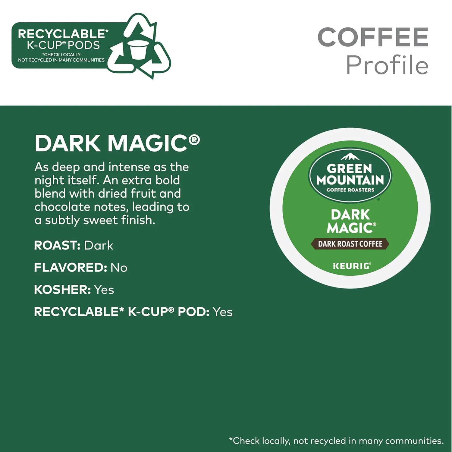 Green Mountain Coffee Roasters Dark Magic Keurig Single-Serve K-Cup Pods, Dark Roast Coffee, 72 Count