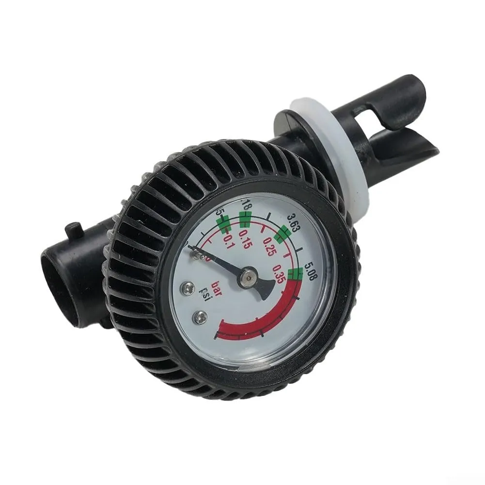 Inflatable Boat Air Pressure Gauge with Thermometer,5.08 PSI Barometer for Kayak Canoe Raft,Rubber-Armored Housing,Long Hose Adapters