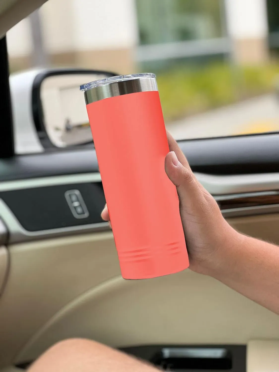 LaserGram 22oz Vacuum Insulated Skinny Tumbler, Cricket Player, Personalized Engraving Included (Coral)