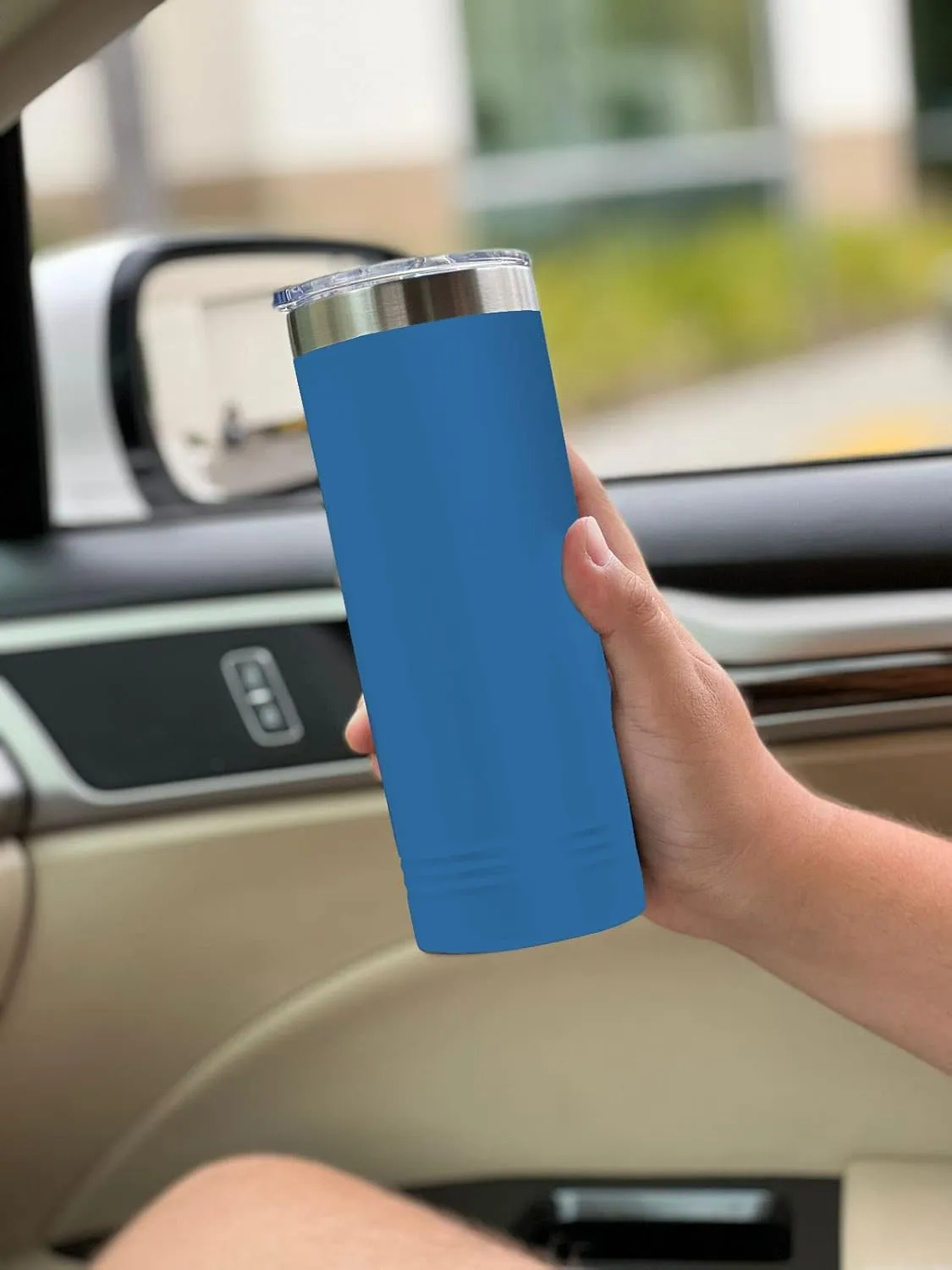 LaserGram 22oz Vacuum Insulated Skinny Tumbler, Cricket Player, Personalized Engraving Included (Dark Blue)
