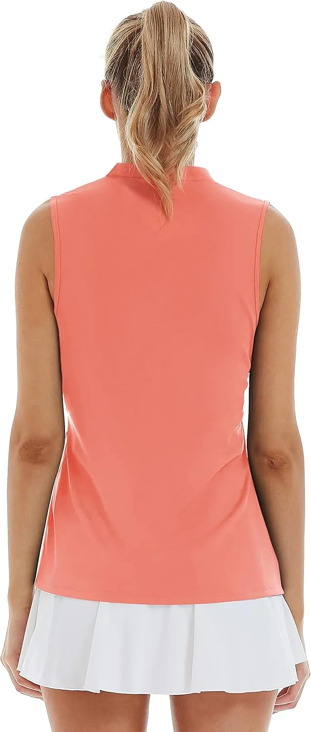 LastFor1 Women's Golf Sleeveless Polo Shirts UPF 50  V Neck Athletic Tank Tops Outdoor Sports Quick Dry Moisture Wicking