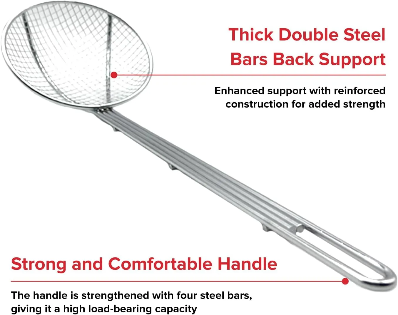 Nexgrill Skimmer Spoon 18-Inch Chrome-Plated Steel Fryer Scoop for Seafood & Crawfish Boils, Wire Strainer Spoon with Handle for Kitchen & Outdoor Cooking  530-0119
