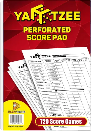 Perforated Yahtzee Score Pads: 120 Easy Tear Off Score Sheets, Large Print, Compatible with Yardzee and Yahtzee Games (6x9-120 Pages)