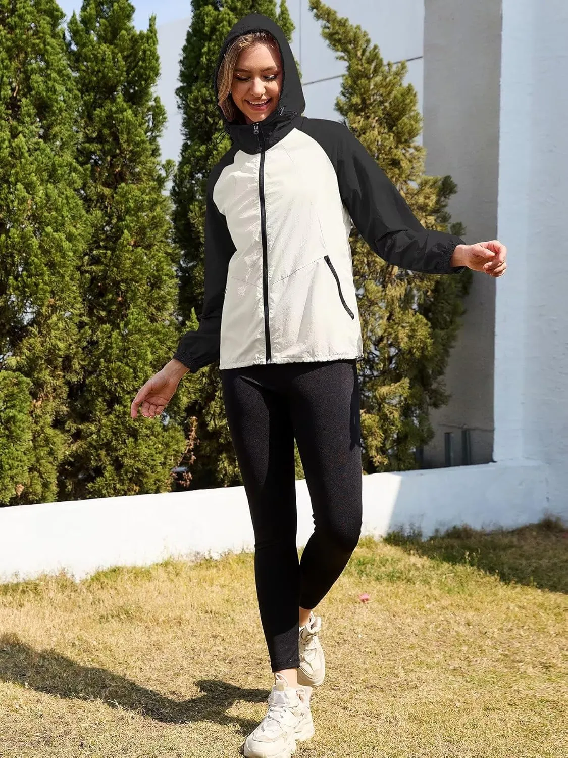PITINAN Packable Rain Jacket Women Waterproof Lightweight Rain Coats for Women with Hood Outdoor Windbreaker Jacket S-XXL