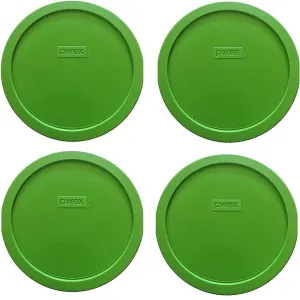 Pyrex 7402-PC 6/7-Cup Green Plastic Food Storage Lids, Made in USA - 4 Pack
