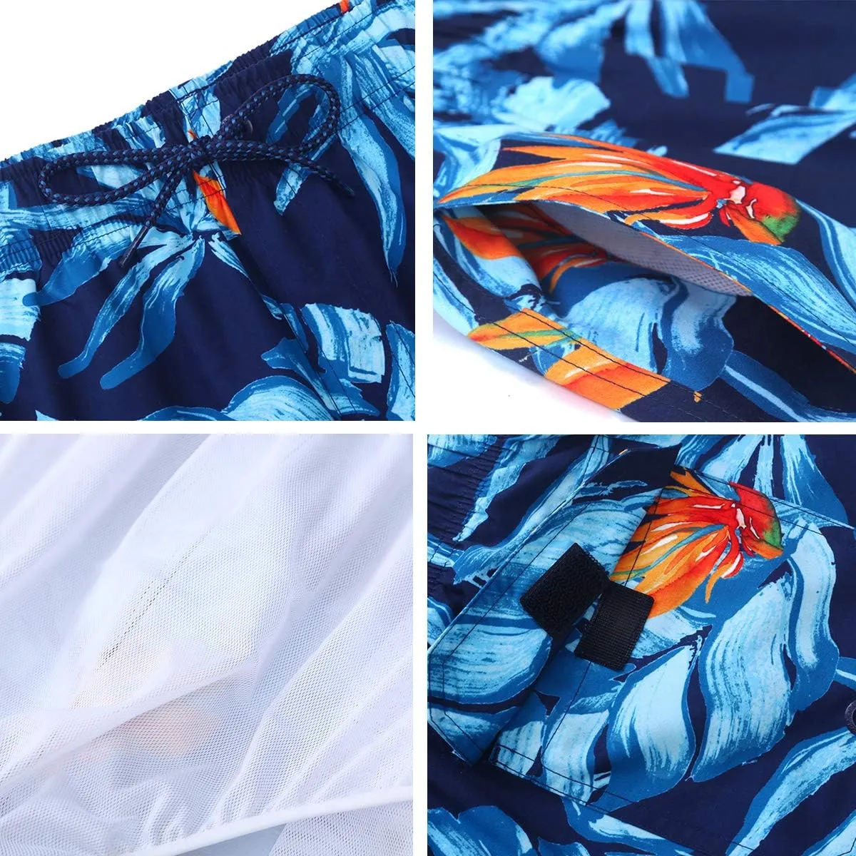 Rokka&Rolla Men's Swim Trunks Quick Dry Board Shorts Bathing Suit with Mesh Lining