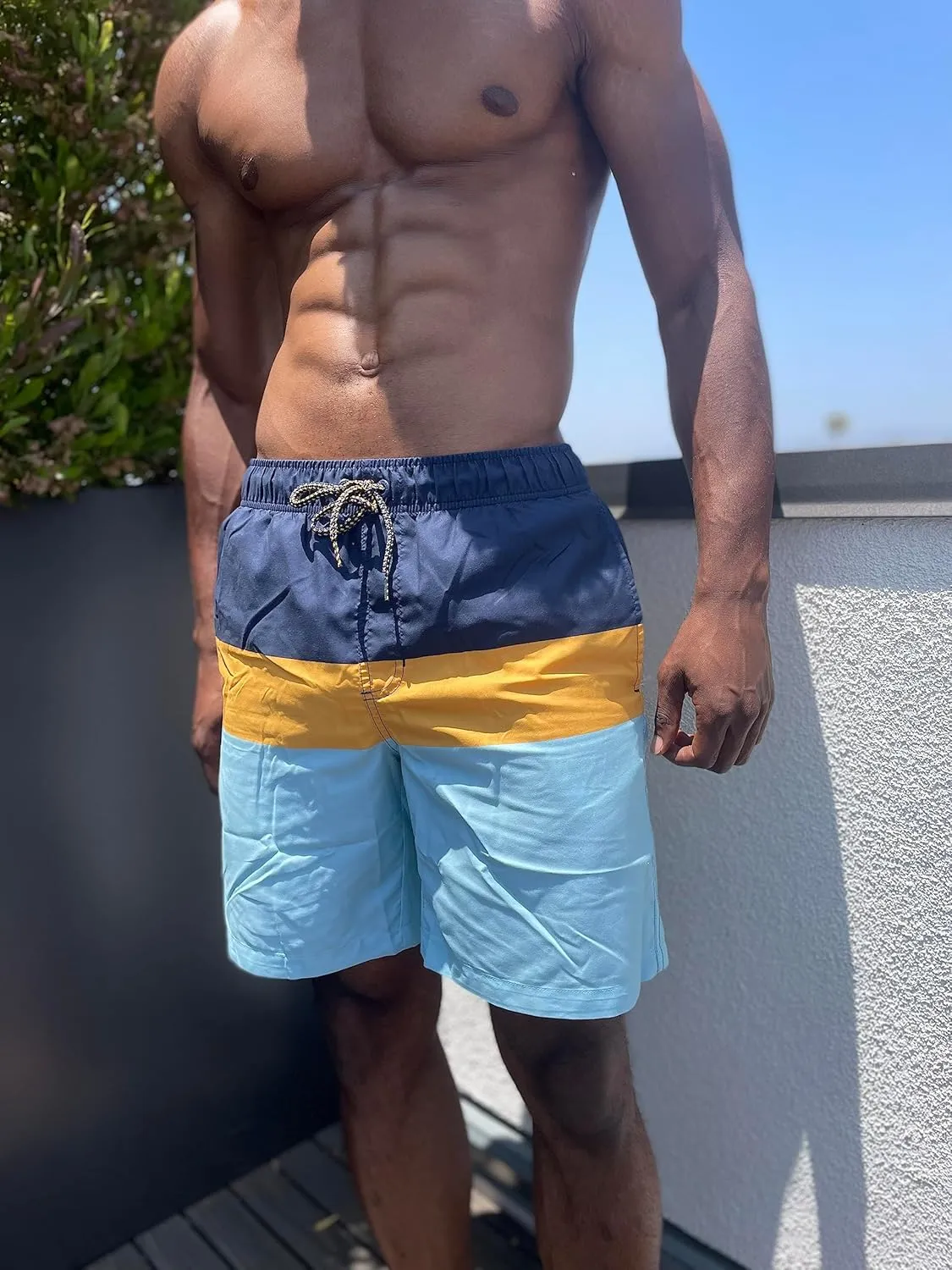 Rokka&Rolla Men's Swim Trunks Quick Dry Board Shorts Bathing Suit with Mesh Lining