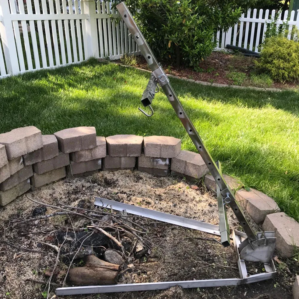 Scratch and Dent, Stainless Steel Asado Cross with Adjustable Base