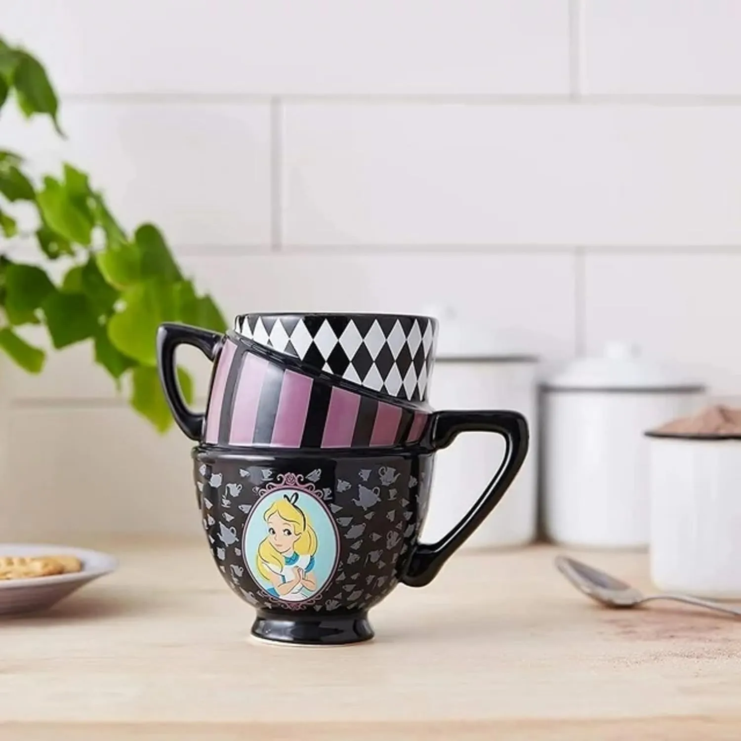 Silver Buffalo Disney Alice in Wonderland Stacked Teacup 3D Sculpted Ceramic Coffee Mug, 20 Ounces
