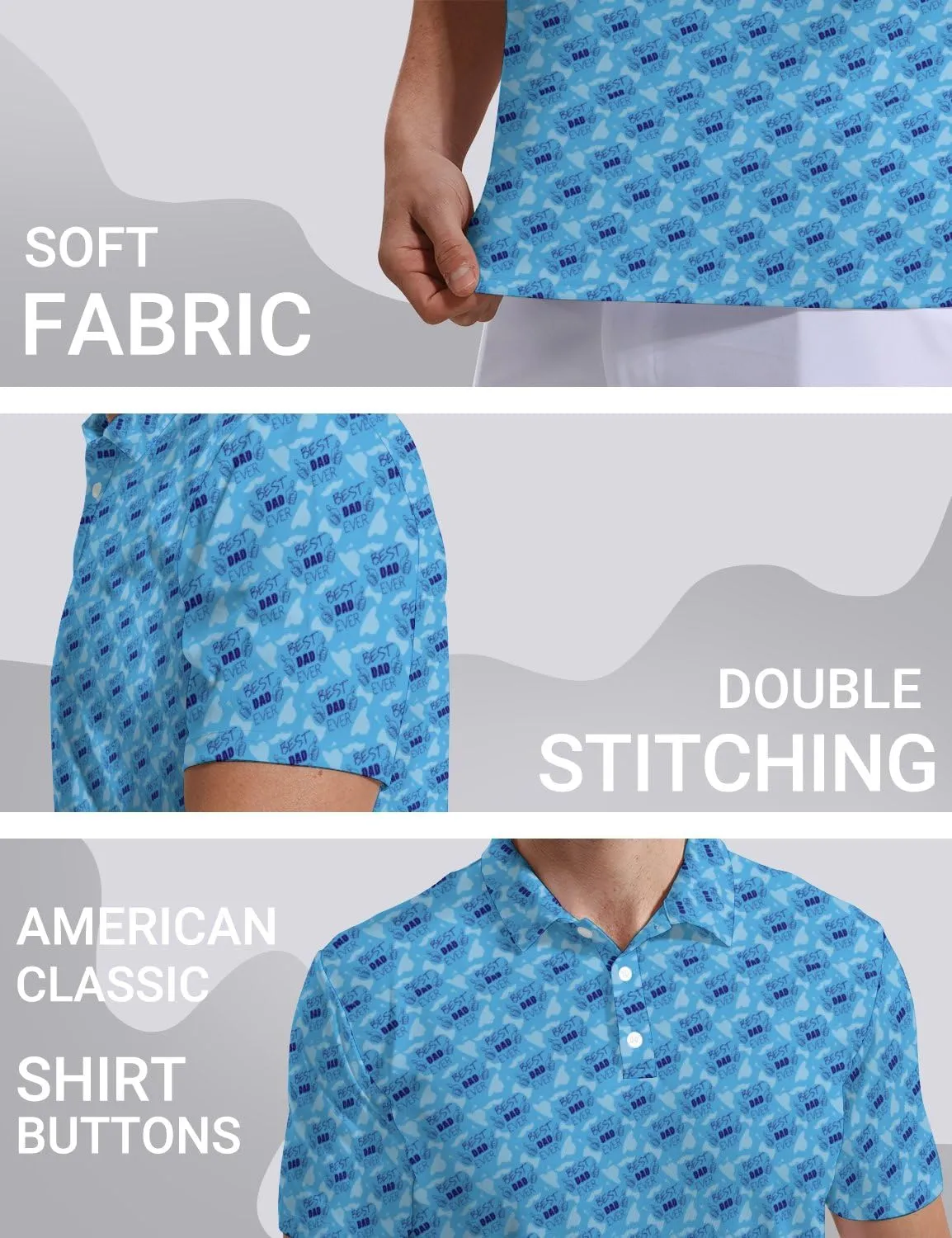 SKYNORA Golf Shirts for Men, Polo Shirts Short Sleeve Moisture Wicking Quick Dry Performance Print Golf Polo Shirts for Men