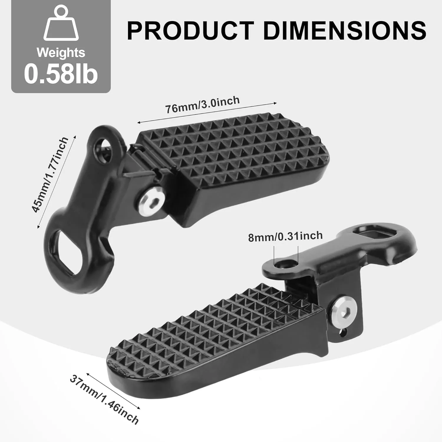Taicle 1 Pair Foldable Bike Rear Pedals, Quick Release Aluminum Alloy Foot Pegs, Non-Slip Footrests for Mountain, City, E-Bikes & Folding Bicycles