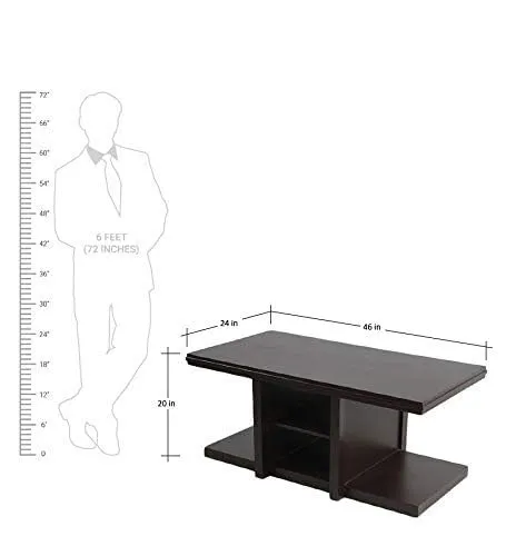 Unique Woodcraft Sheesham Wood Coffee Table with 2 Nesting Stools and Shelf Storage Multipurpose Teapoy Table Sofa Table for Living Room Home and Office (Walnut Finish)