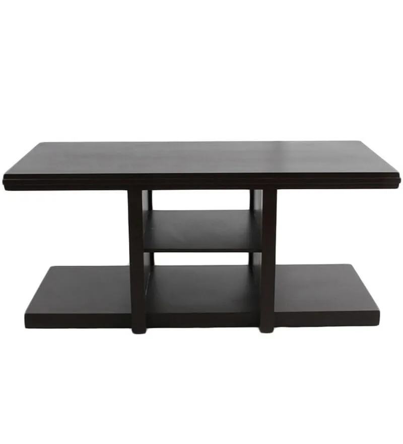 Unique Woodcraft Sheesham Wood Coffee Table with 2 Nesting Stools and Shelf Storage Multipurpose Teapoy Table Sofa Table for Living Room Home and Office (Walnut Finish)