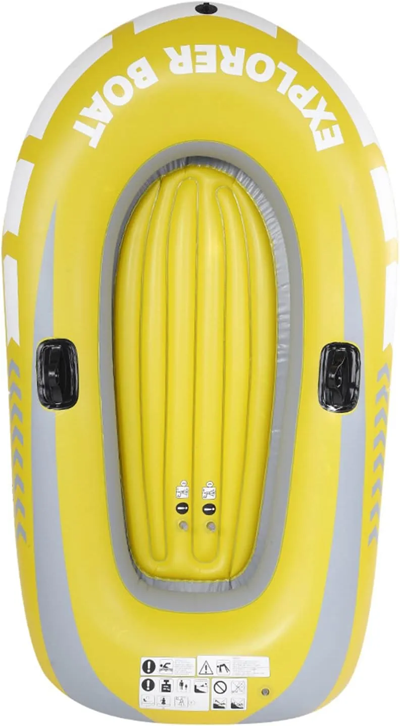 VGEBY Inflatable Kayak Boat, Heavy Duty Inflatable Canoe Yellow Inflatable Kayak with Two Paddle Mounts Double Valve Design for 2 Person PVC Air Boat, VGEBY8na37mqxbv