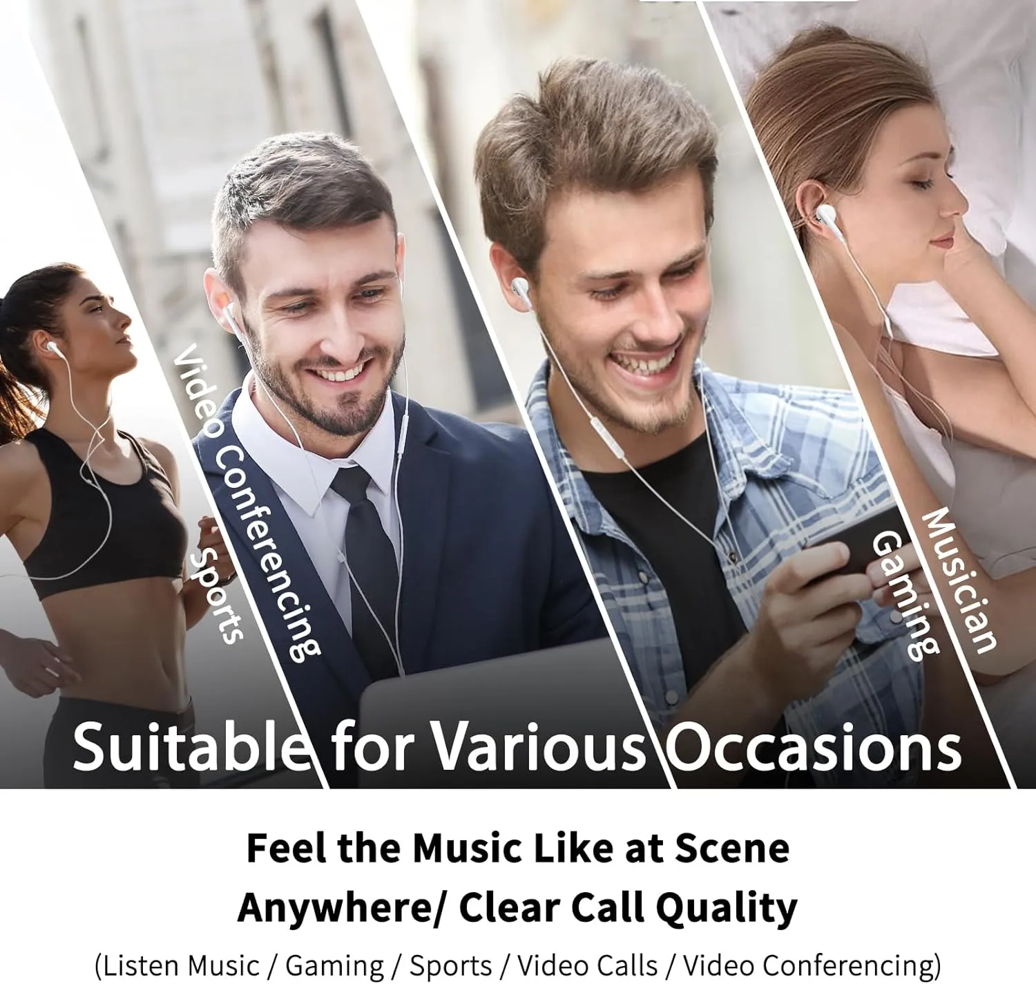 Wired Earbuds with Microphone, Wired Earphones in Ear Headphones HiFi Stereo, Powerful Bass and Crystal Clear Audio, Compatible with iPhone, iPad, Android, Computer Most with 3.5mm Jack