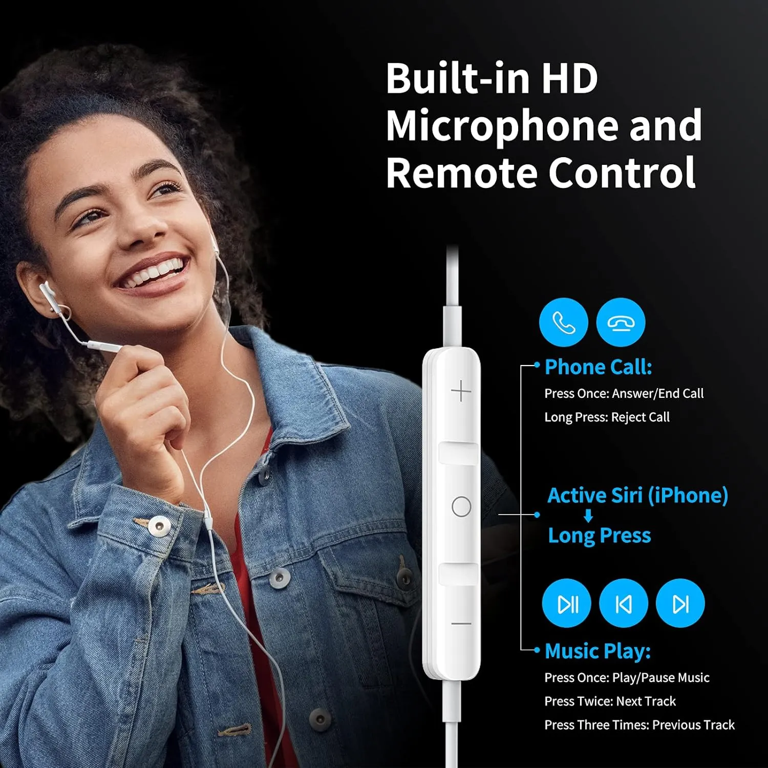 Wired Earbuds with Microphone, Wired Earphones in Ear Headphones HiFi Stereo, Powerful Bass and Crystal Clear Audio, Compatible with iPhone, iPad, Android, Computer Most with 3.5mm Jack