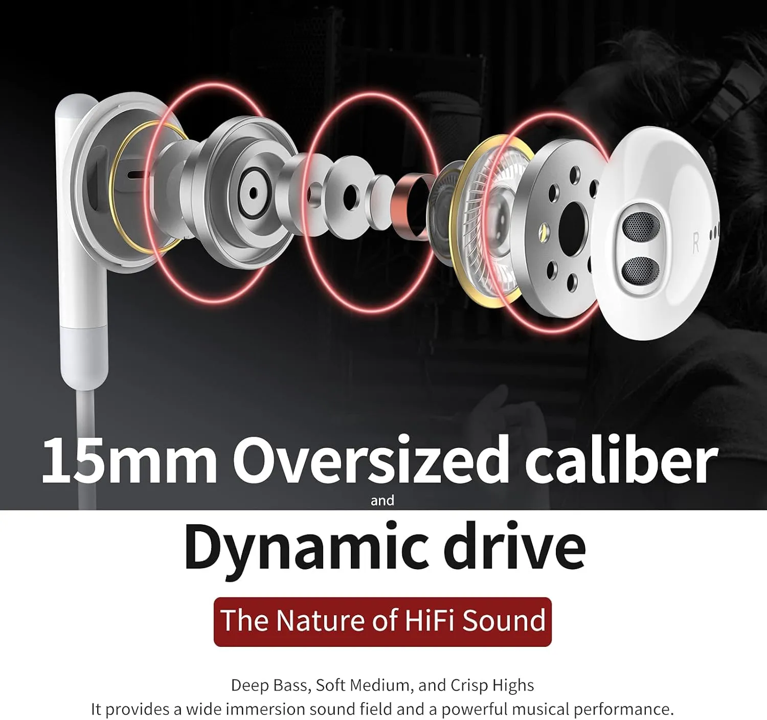Wired Earbuds with Microphone, Wired Earphones in Ear Headphones HiFi Stereo, Powerful Bass and Crystal Clear Audio, Compatible with iPhone, iPad, Android, Computer Most with 3.5mm Jack