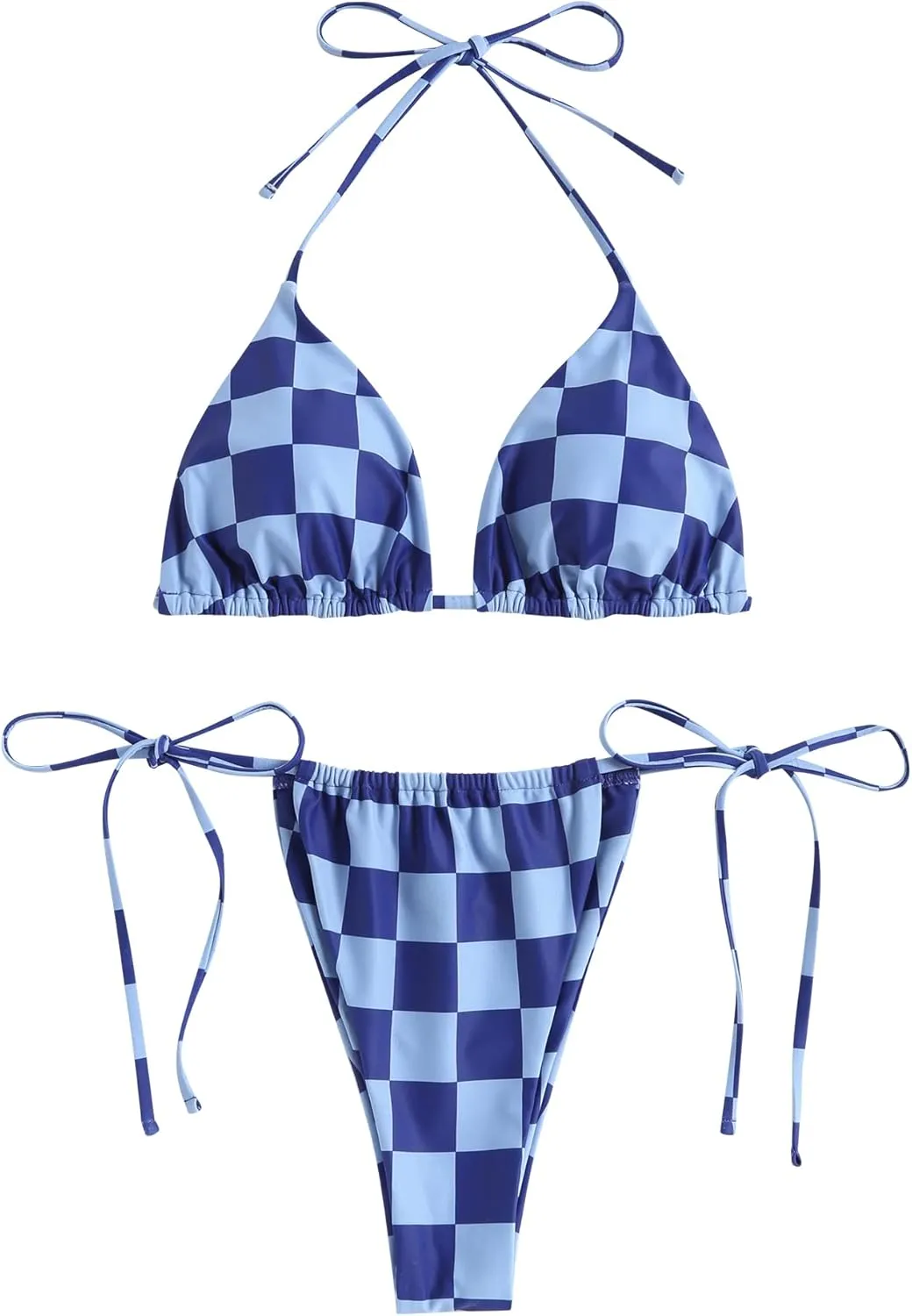 ZAFUL Triangle Bikini for Women 2 Piece Halter Bikini Sets Sexy High Cut Bathing Suit Side Tie Swimsuits