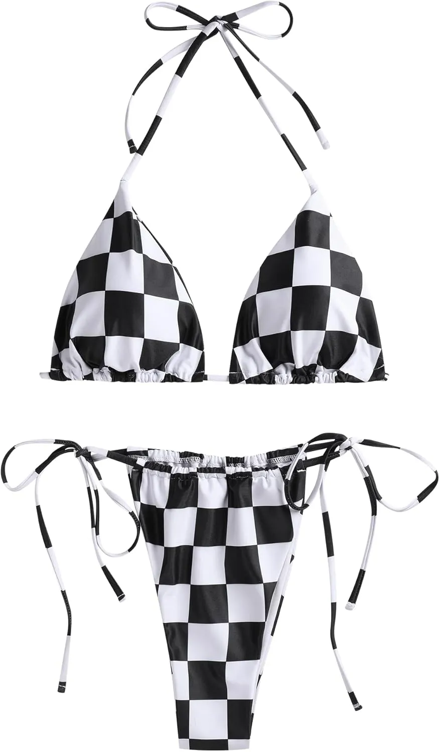 ZAFUL Triangle Bikini for Women 2 Piece Halter Bikini Sets Sexy High Cut Bathing Suit Side Tie Swimsuits