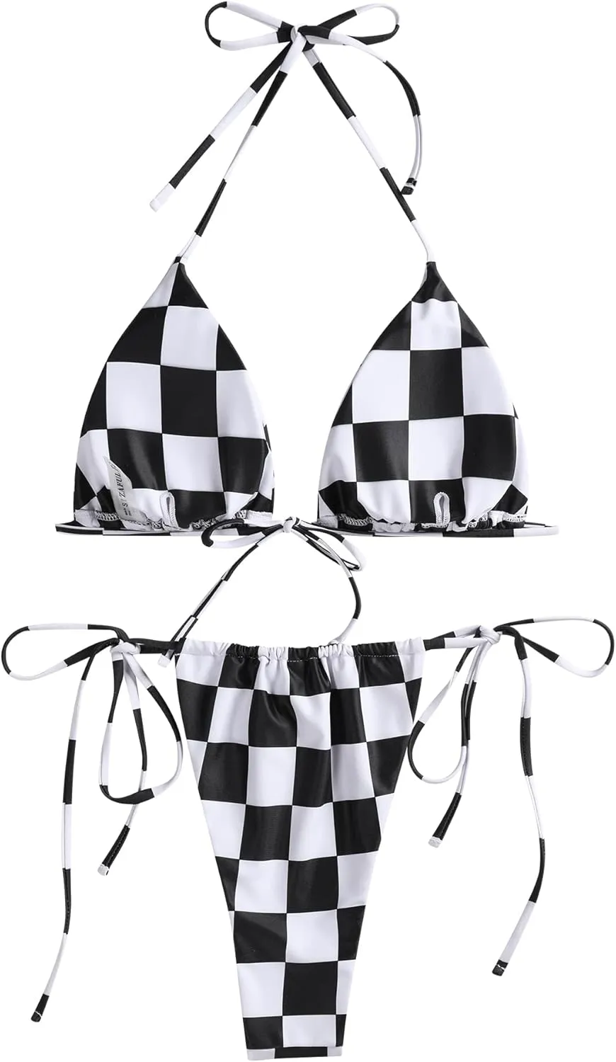 ZAFUL Triangle Bikini for Women 2 Piece Halter Bikini Sets Sexy High Cut Bathing Suit Side Tie Swimsuits
