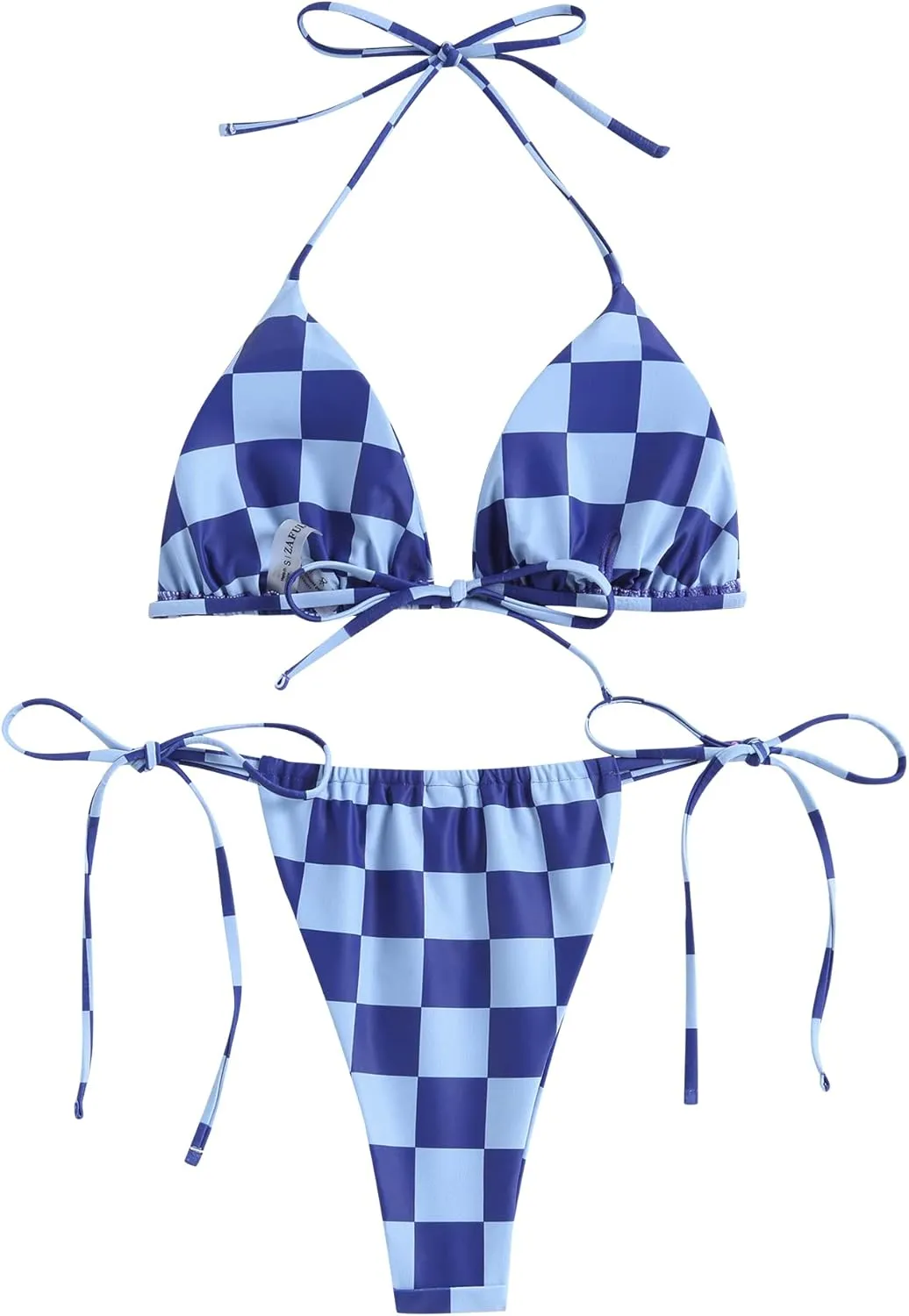 ZAFUL Triangle Bikini for Women 2 Piece Halter Bikini Sets Sexy High Cut Bathing Suit Side Tie Swimsuits